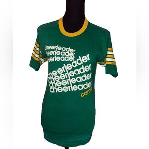 Velva Sheen 1970s Cheerleader T Shirt Green MED Rare Unisex